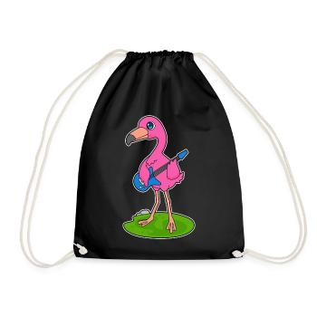 Flamingo Musician Guitar Music - Drawstring Bag - black - Front