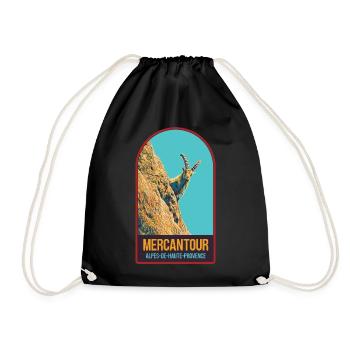 Ibex illustration in the Mercantour - Drawstring Bag - black - Front