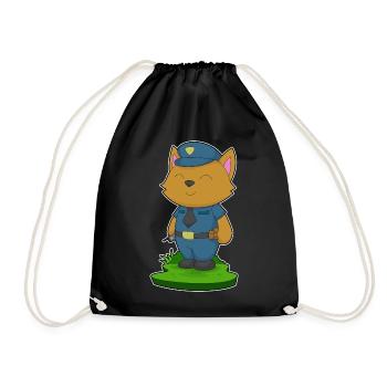Katze Polizist Mikrofon Polizei - Turnbeutel - Schwarz - Vorne