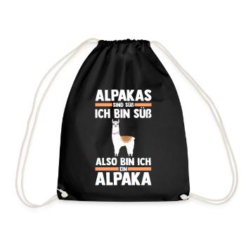 Alpaka - Turnbeutel - Schwarz - Vorne