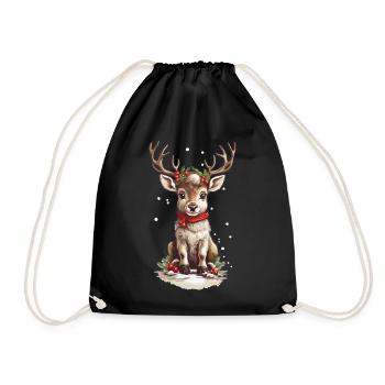 Nordic Reindeer Christmas Magic Design - Drawstring Bag - black - Front