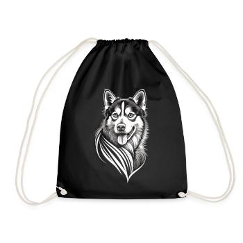 Pure elegance: The Husky in white - Drawstring Bag - black - Front