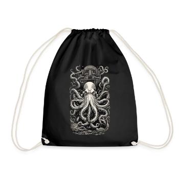 Vintage Octopus Japanese Tattoo Art Design - Sac de sport léger - noir - Devant
