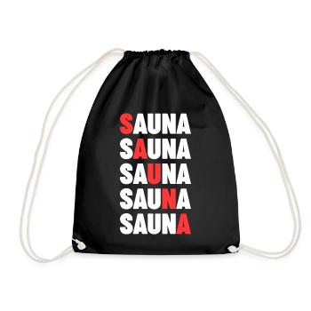 Wellness Saunagänger Saunieren Saunierer Sauna - Turnbeutel - Schwarz - Vorne