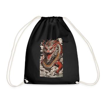 Asian Dragon Japan Style Streetwear Retro - Drawstring Bag - black - Front