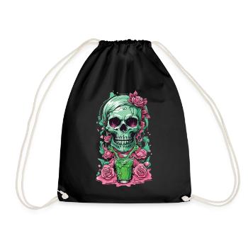 Gothic Weirdcore Rosen Skull Okkult Dia de Muertos - Turnbeutel - Schwarz - Vorne