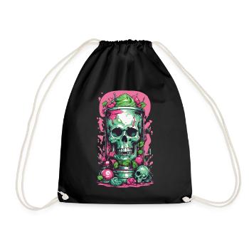 Pastel Goth Okkultes Skull Weirdcore Design - Turnbeutel - Schwarz - Vorne