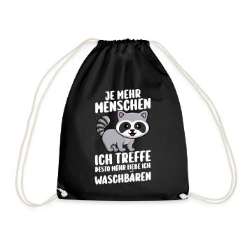Waschbär - Turnbeutel - Schwarz - Vorne