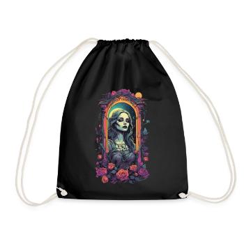 Victorian Gothic Aesthetic Retro Girl - Drawstring Bag - black - Front