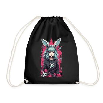 Kawaii Goth Anime lapin Dark Magic esthétique - Sac de sport léger - noir - Devant