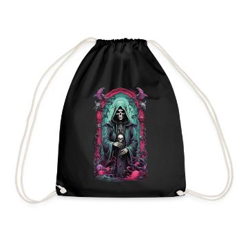 Grim Reaper squelette mage oeuvre gothique - Sac de sport léger - noir - Devant