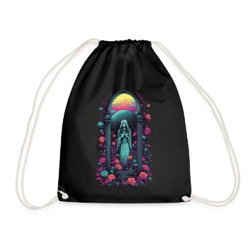 Retro Goth Vaporwave Viktorianisch Streetwear - Turnbeutel - Schwarz - Vorne