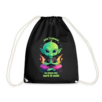 Cute Alien Regulates this ! - Drawstring Bag - black - Front