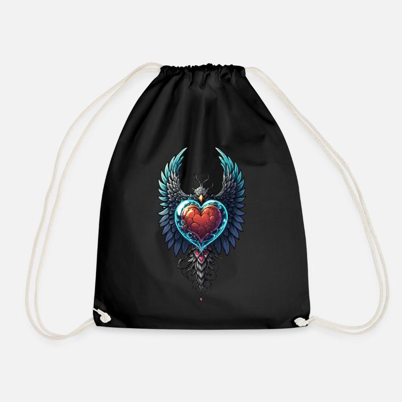 Flying Heart - Turnbeutel - Schwarz