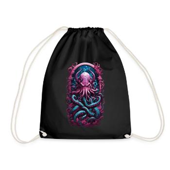 Gloomy Kraken Goth Pastel Streetwear - Drawstring Bag - black - Front