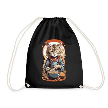Cat Ramen Japanese Indulgence Soups Design - Drawstring Bag - black - Front