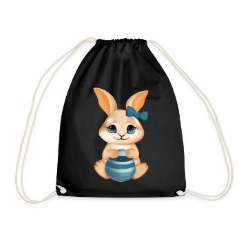 Mignon Lapin – Illustration mignonne - Sac de sport léger - noir - Devant