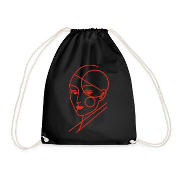 Red Geometric Human - Drawstring Bag - black - Front