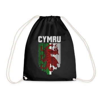 Flag of Wales, Welsh pride - Drawstring Bag - black - Front