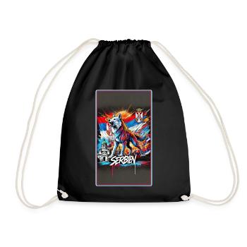 Serbien Wolf Nationalflaggen Design - Turnbeutel - Schwarz - Vorne