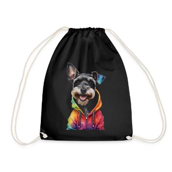 Zwergschnauzer Hoodie Hund Lustig Tier Print - Turnbeutel - Schwarz - Vorne