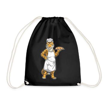 Tiger Bäcker Brot Backen - Turnbeutel - Schwarz - Vorne
