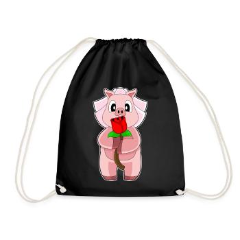 Pig Bride Rose Wedding - Drawstring Bag - black - Front