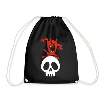 Démon sur un crâne - Sac de sport léger - noir - Devant