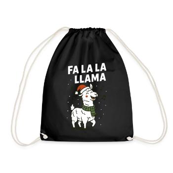 Fa La La Llama Christmas Family Fun - Drawstring Bag - black - Front