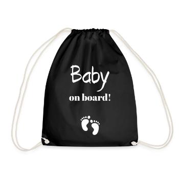 Baby Onboard Footprint Sign - Drawstring Bag - black - Front