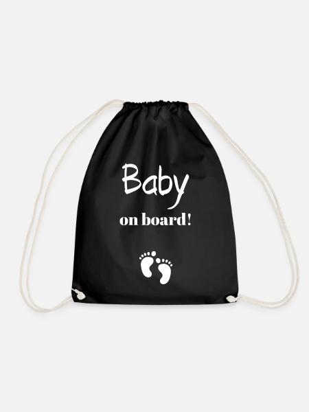 Baby Onboard Fußabdruck-Schild - Turnbeutel - Schwarz