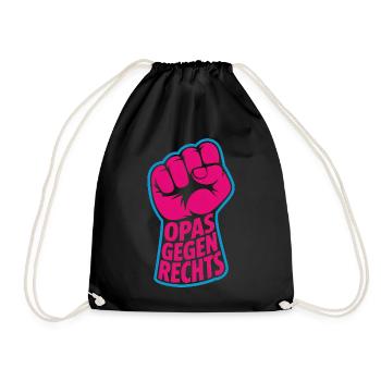 Antifaschistische Opas gegen Rechts - Antifa Logo - Turnbeutel - Schwarz - Vorne