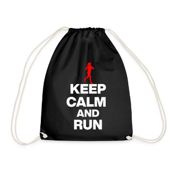 KEEP CALM AND RUN! JOGGING RACING SPORT FIT white - Drawstring Bag - black - Front