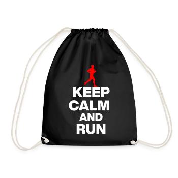KEEP CALM AND RUN! FÜR MARATHONIS UND HOBBYLÄUFER  - Turnbeutel - Schwarz - Vorne