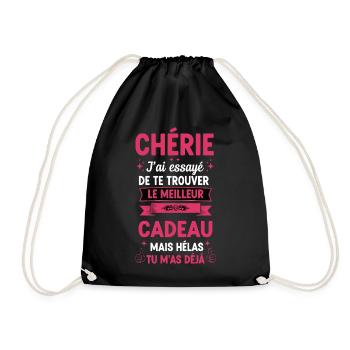 Cadeau Original Chérie Saint Valentin Amour Couple - Sac de sport léger - noir - Devant