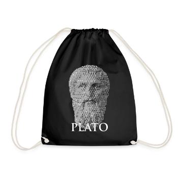 Plato Halftone Portrait - Drawstring Bag - black - Front