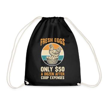 Farmer Rooster Flock Poultry Chicken - Drawstring Bag - black - Front
