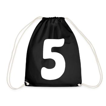Five: Minimalist Numeral 5 | Fifth - Drawstring Bag - black - Front