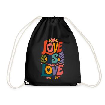 Love Is Love Vintage 70s Pride Motiv CSD Parade - Turnbeutel - Schwarz - Vorne