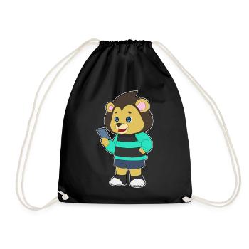 Lion Smartphone - Drawstring Bag - black - Front