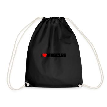 I Love Muscles Weightlifter Gym - Turnbeutel - Schwarz - Vorne