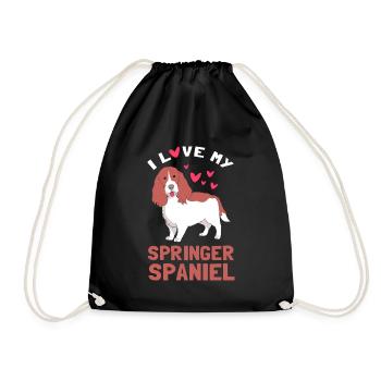 Springer Spaniel Hund - Turnbeutel - Schwarz - Vorne