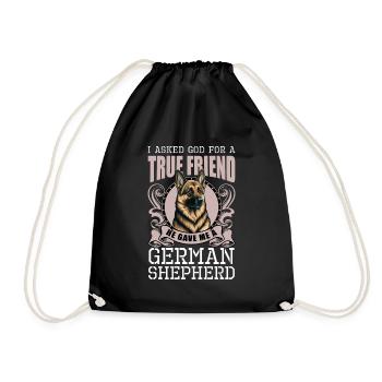 German Shepherd Pet Service Dog - Drawstring Bag - black - Front