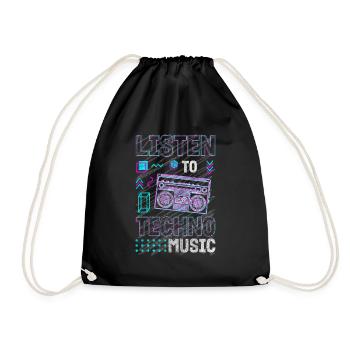 Techno Electro Music Dubstep Edm - Drawstring Bag - black - Front