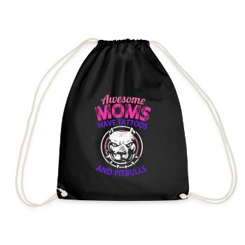Cute Mothers Day Awesome Mom Have Tattoos and - Drawstring Bag - black - Front