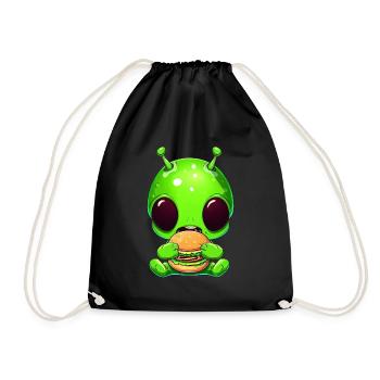 Alien Außerirdischer Fast Food Hamburger Cheesebur - Drawstring Bag - black - Front