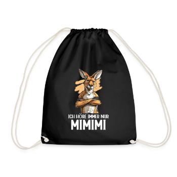 Kangaroo Marsupial Kangaroo I Always Listen to Mimimi - Drawstring Bag - black - Front
