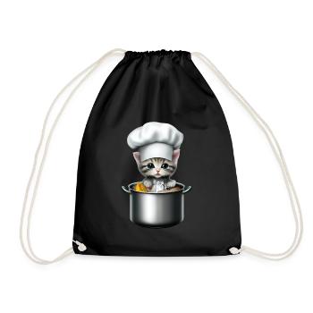 Chef Cat - Drawstring Bag - black - Front