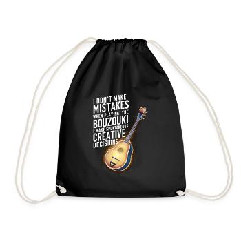 Bouzouki Instrument Gift - Drawstring Bag - black - Front