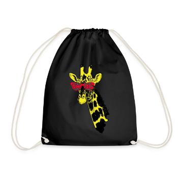 Giraffe with the sunglasses - Drawstring Bag - black - Front